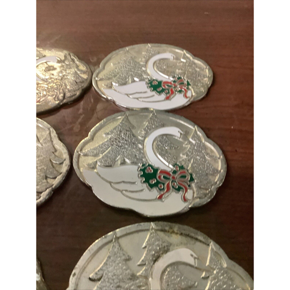 Oneida Silversmiths Wm. A. Rogers Holiday Swan Coaster Set - 1987 - Picture 4 of 6